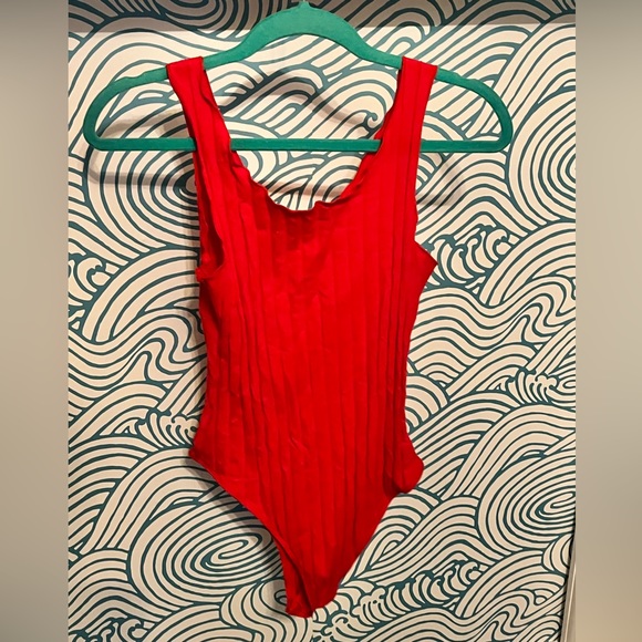 Small Red Ribbed Body Suit - Picture 5 of 6